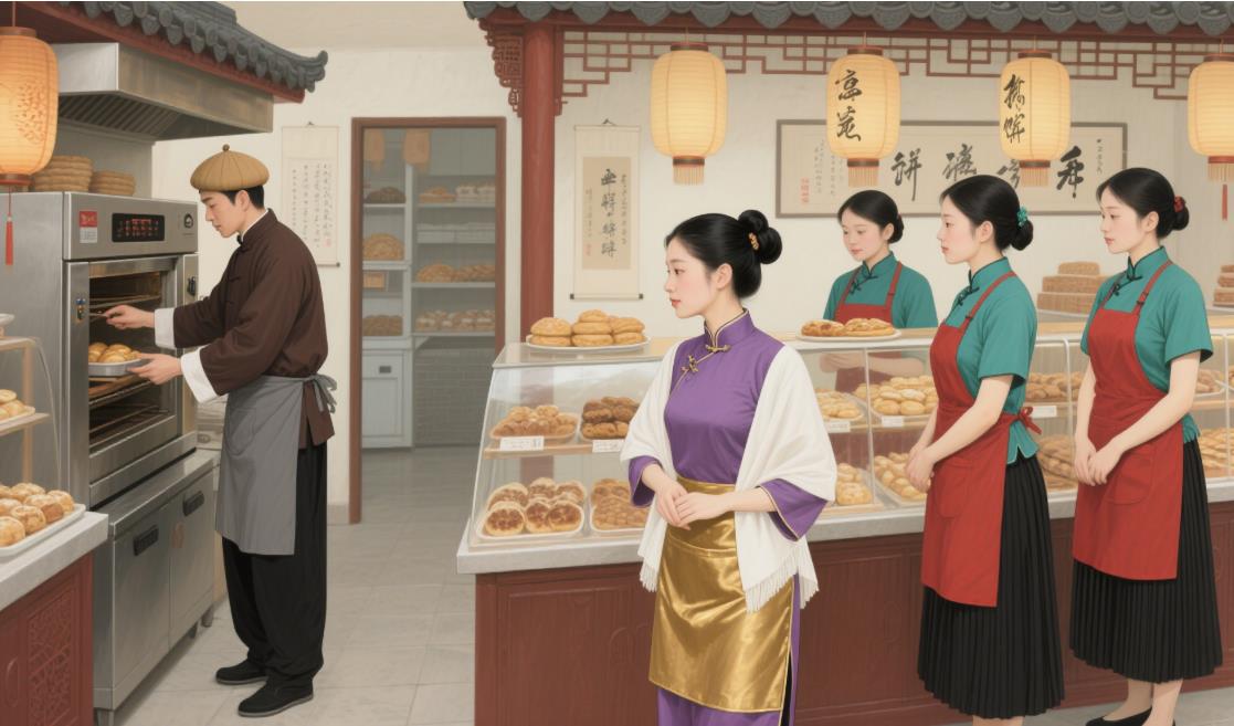 中式国潮糕点门店服装案例